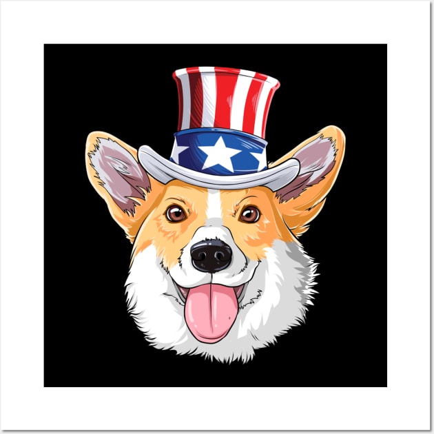 4th Of July Corgi Shirt Wall Art by Namio